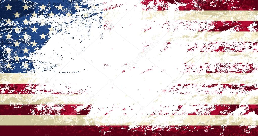American flag. Grunge background. Vector illustration