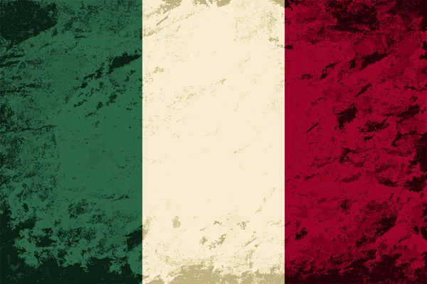 Bandera italiana. Fondo grunge. Ilustración vectorial — Vector de stock