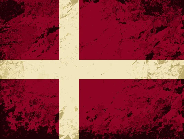 Dánská vlajka. Grunge pozadí. Vektorové ilustrace — Stockový vektor
