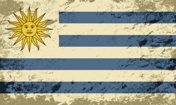 Uruguayaanse vlag. Grunge achtergrond. Vectorillustratie — Stockvector