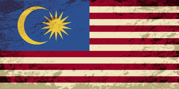 Malaysias flagga. Grunge bakgrund. Vektor illustration — Stock vektor