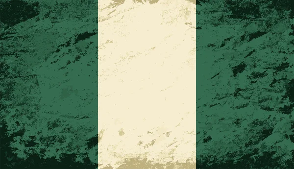 ナイジェリアの旗。グランジ背景。ベクトル図 — ストックベクタ