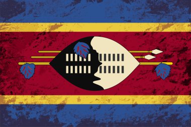 Svaziland bayrak. Grunge arka plan. Vektör çizim