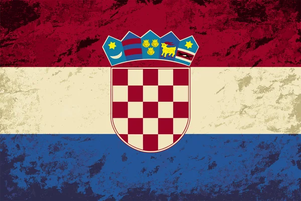 Bandeira croata. Fundo de grunge. Ilustração vetorial — Vetor de Stock