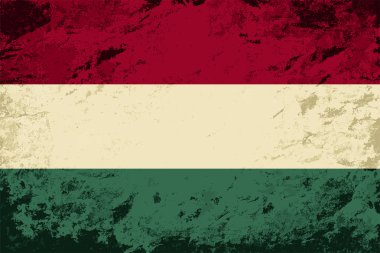 Macar bayrak. Grunge arka plan. Vektör çizim