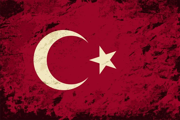 Turkish flag. Grunge background. Vector illustration — Stock Vector