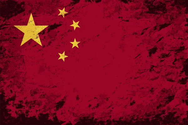 Китайский флаг. Гранж фок. Векторная иллюстрация — стоковый вектор