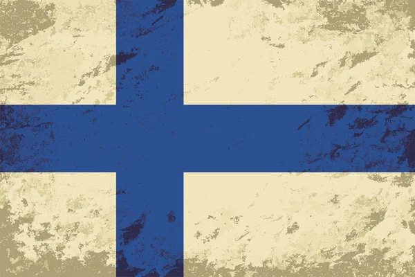 Bandera finlandesa. Fondo grunge. Ilustración vectorial — Archivo Imágenes Vectoriales
