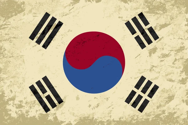 Bandera de Corea del Sur. Fondo grunge. Ilustración vectorial — Archivo Imágenes Vectoriales