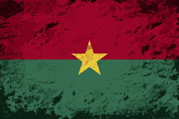 Vlag van Burkina Faso. Grunge achtergrond. Vectorillustratie — Stockvector