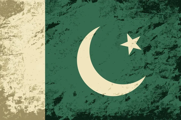 Pákistánští vlajka. Grunge pozadí. Vektorové ilustrace — Stockový vektor