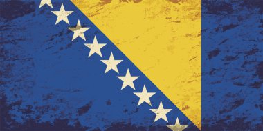 Bosna-Hersek bayrağı. Grunge arka plan. Vektör çizim