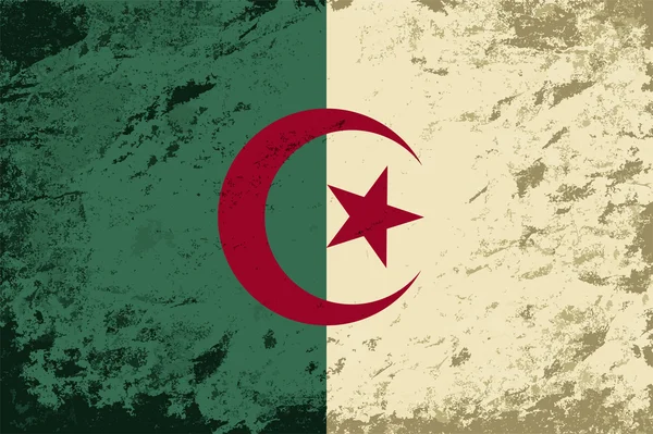 Alžírská vlajka. Grunge pozadí. Vektorové ilustrace — Stockový vektor