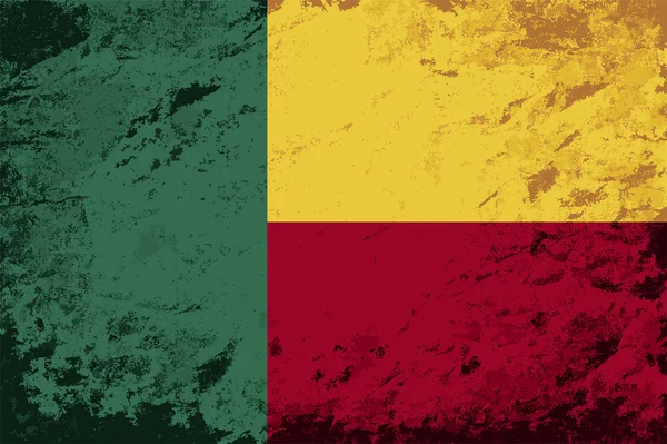 Benin-Flagge. Grunge-Hintergrund. Vektorillustration — Stockvektor