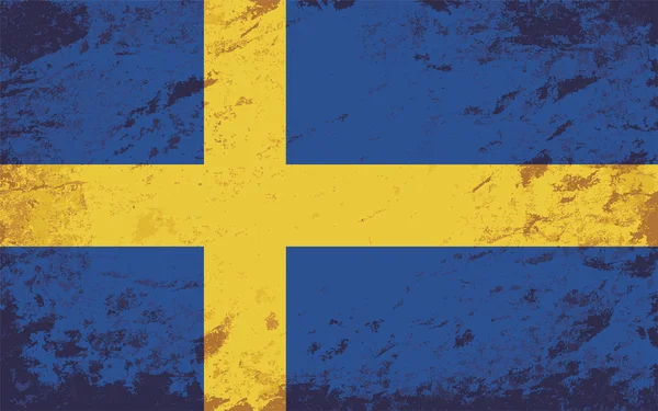 スウェーデンの国旗。グランジ背景。ベクトル図 — ストックベクタ