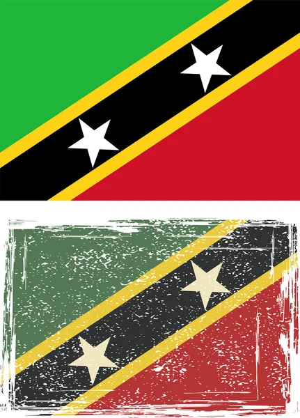 Saint Kitts och Nevis flagga som grunge. Vektor illustration — Stock vektor