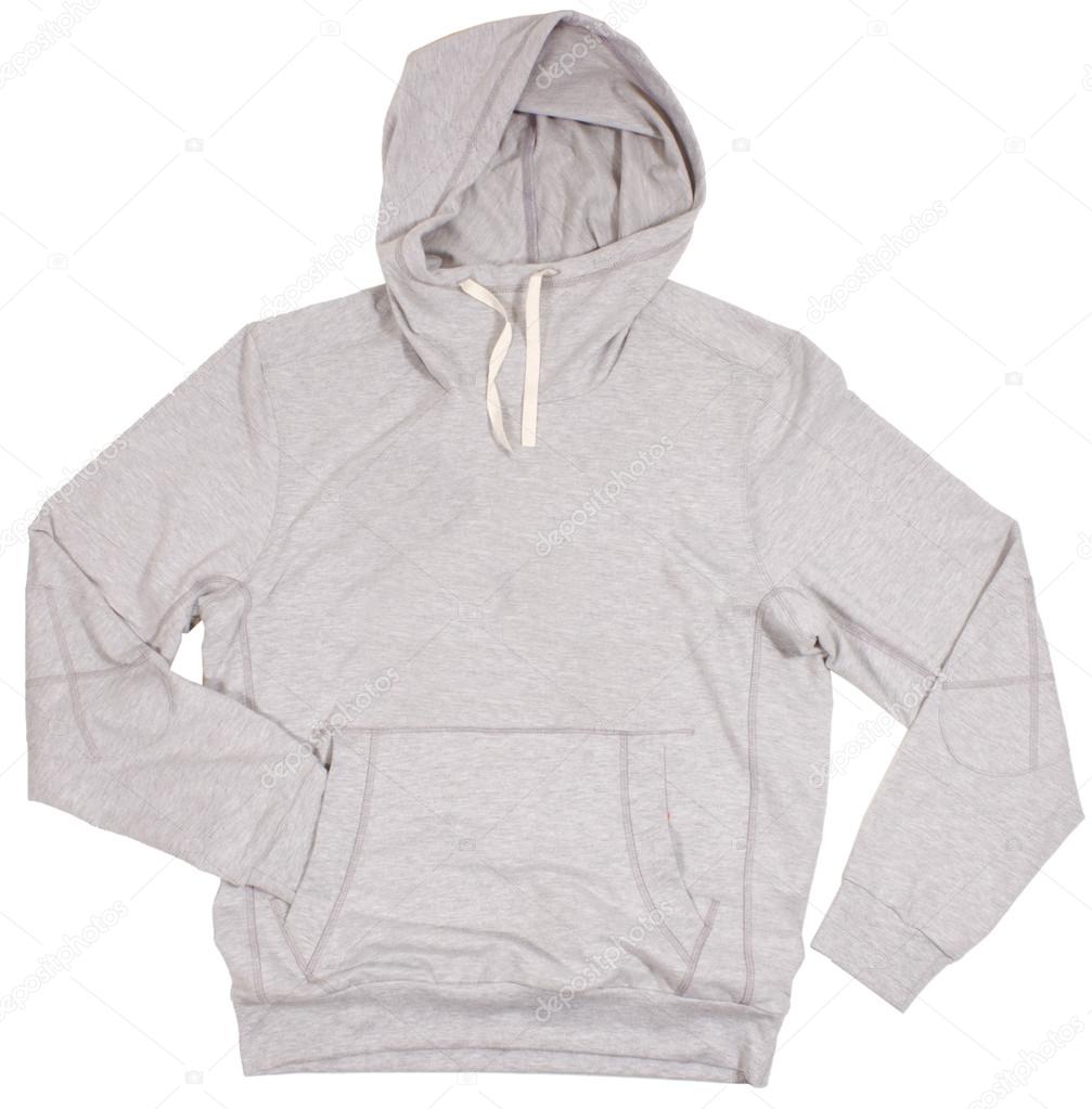 Gray hoodie sweater. Isolated on white background.