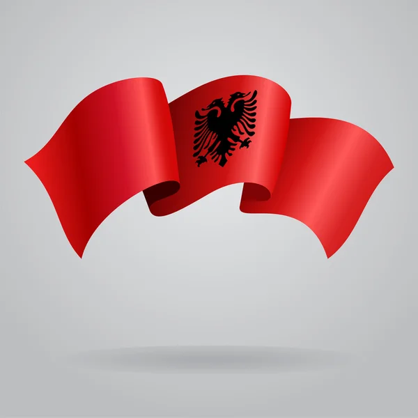 Bandera albanesa ondeando. Ilustración vectorial — Vector de stock