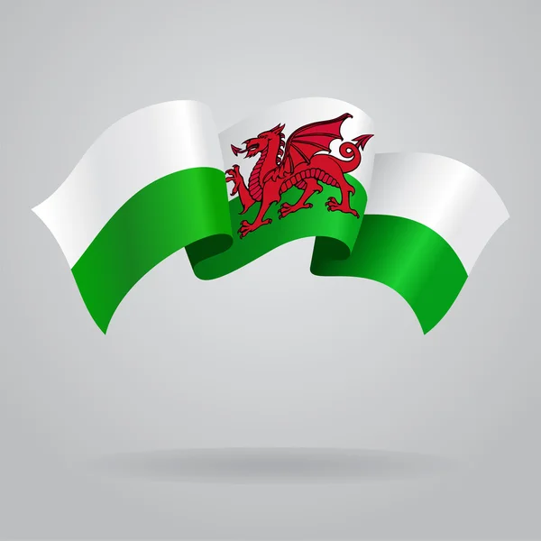 Welsh zwaaien vlag. Vectorillustratie — Stockvector