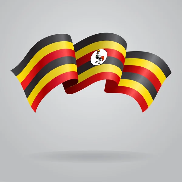 ウガンダの手を振る旗。ベクトル図 — ストックベクタ