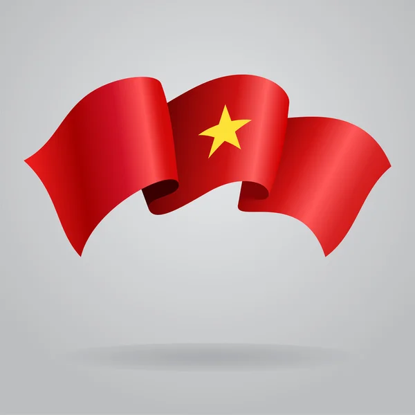 Vietnamesiska viftande flagga. Vektor illustration — Stock vektor