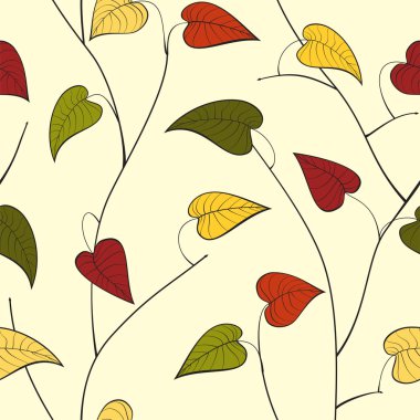 İle Seamless Modeli yapraklar. Vektör çizim