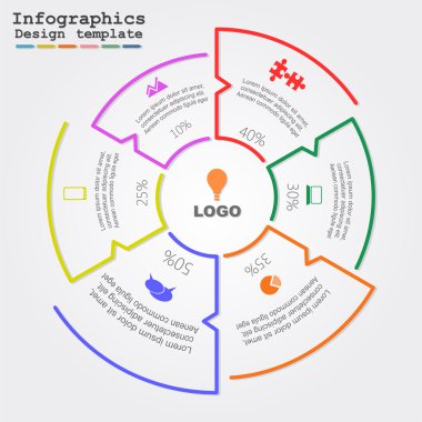 Infographic rapor şablonu çizgileri ve simgeler. vektör