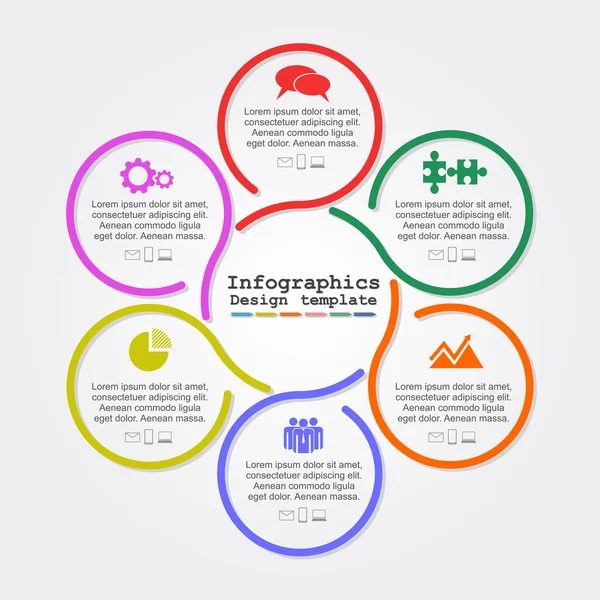 Modèle de rapport infographique avec lignes et icônes. Vecteur — Image vectorielle