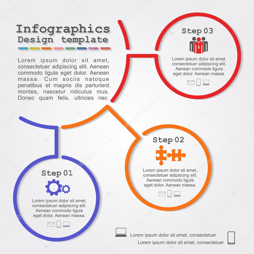 Infographic report template with lines and icons. Vector