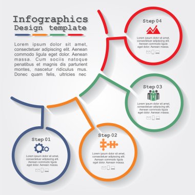 Infographic report template with lines and icons. Vector clipart