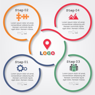 Infographic rapor şablonu çizgileri ve simgeler. vektör