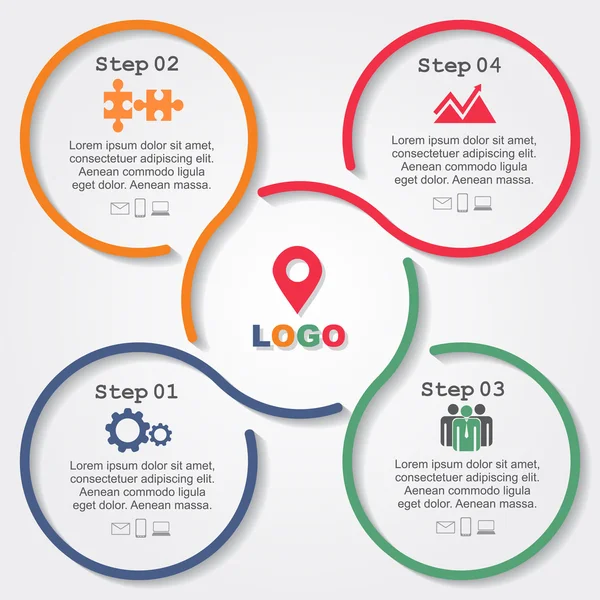 Plantilla de informe infográfico con líneas e iconos. Vector — Vector de stock