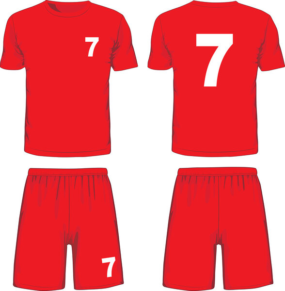 Set of soccer uniform front and back view. Vector