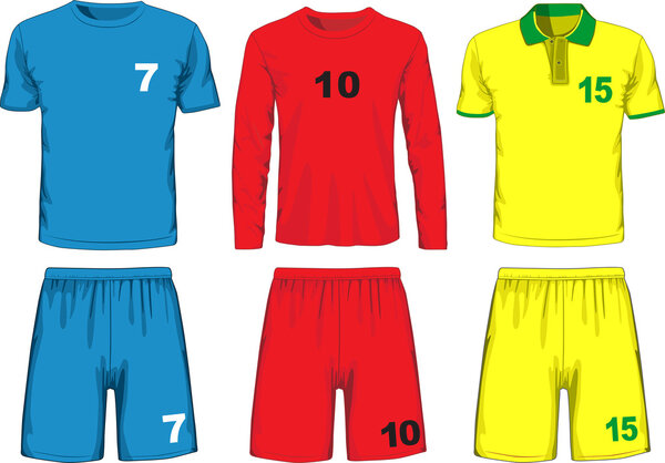 Set of different soccer uniform. Vector