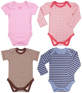 Beyaz izole yenidoğan için giysiler dizi