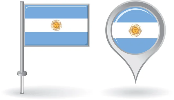 Argentinisches Pin-Symbol und Flagge mit dem Kartenzeiger. Vektor — Stockvektor