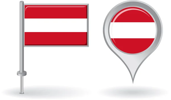 Austrian pin icon and map pointer flag. Vector — Stock Vector