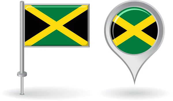Jamaican pin icon and map pointer flag. Vector — Stock Vector