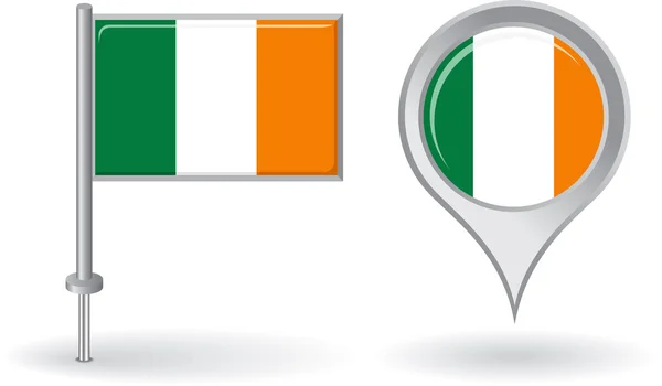 Irländska pin ikonen och karta pointer flagga. Vektor — Stock vektor