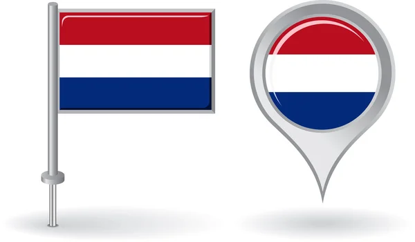 네덜란드 핀 아이콘과 지도 포인터 플래그입니다. 벡터 — 스톡 벡터