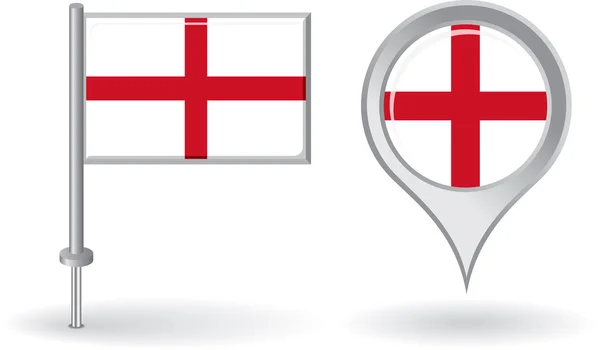 İngilizce PIN simgesi ve harita işaretçi bayrak. Vektör — Stok Vektör