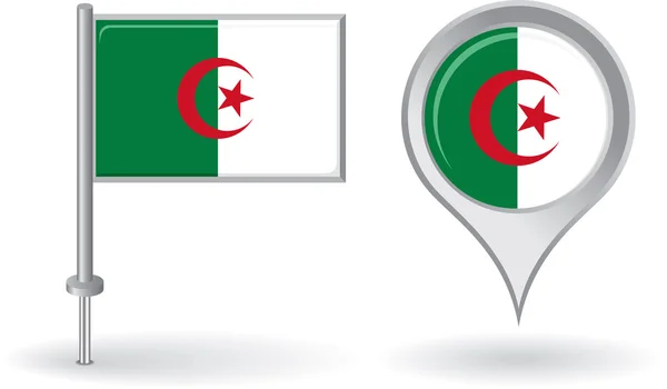 Algerian pin icon and map pointer flag. Vector — Stock Vector