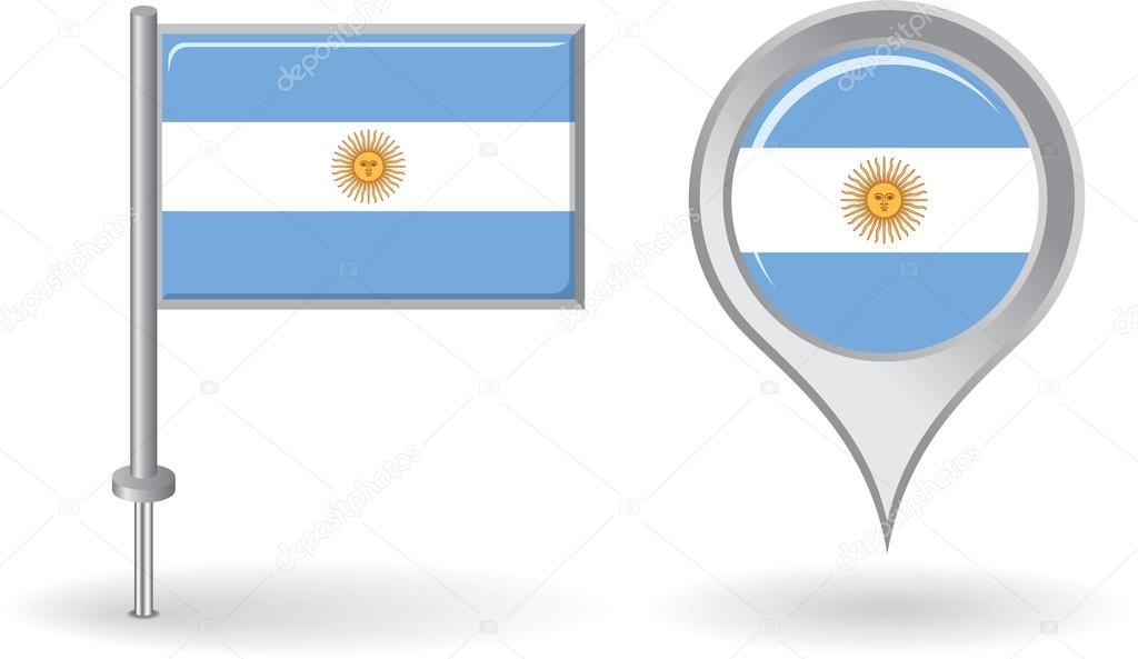 Argentinean pin icon and map pointer flag. Vector