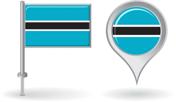 Botswana pin icona e mappa puntatore bandiera. Vettore — Vettoriale Stock