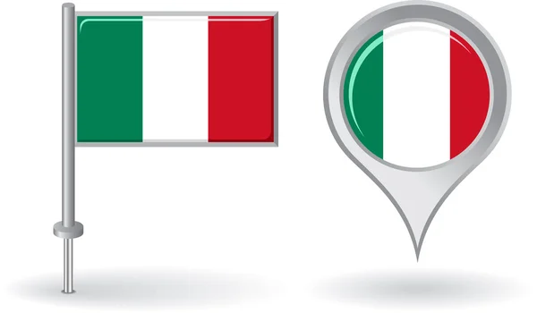 Icono de pin italiano y bandera de puntero de mapa. Vector — Archivo Imágenes Vectoriales