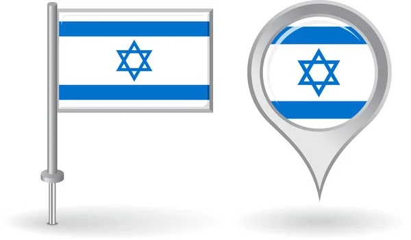 Icono de pin israelí y bandera de puntero de mapa. Vector — Archivo Imágenes Vectoriales