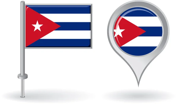 Icono de pin cubano y bandera de puntero de mapa. Vector — Vector de stock