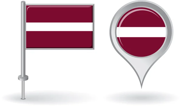 Latvian pin icon and map pointer flag. Vector — Stock Vector