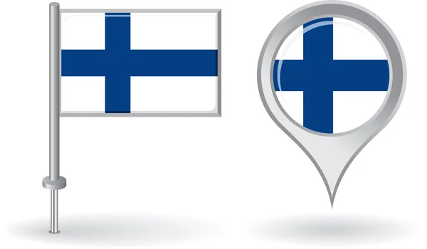 Ícone de pino finlandês e bandeira de ponteiro de mapa. Vetor — Vetor de Stock