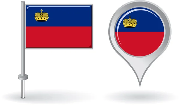 Ícone do pino de Liechtenstein e bandeira do ponteiro do mapa. Vetor —  Vetores de Stock